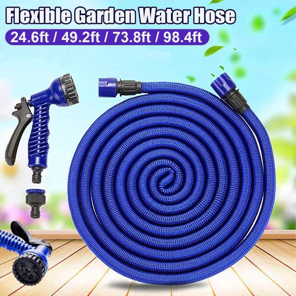 25ft-100ft garden hose expandable water guns high pressure car wash retractable magic watering pipe nozzle equipments